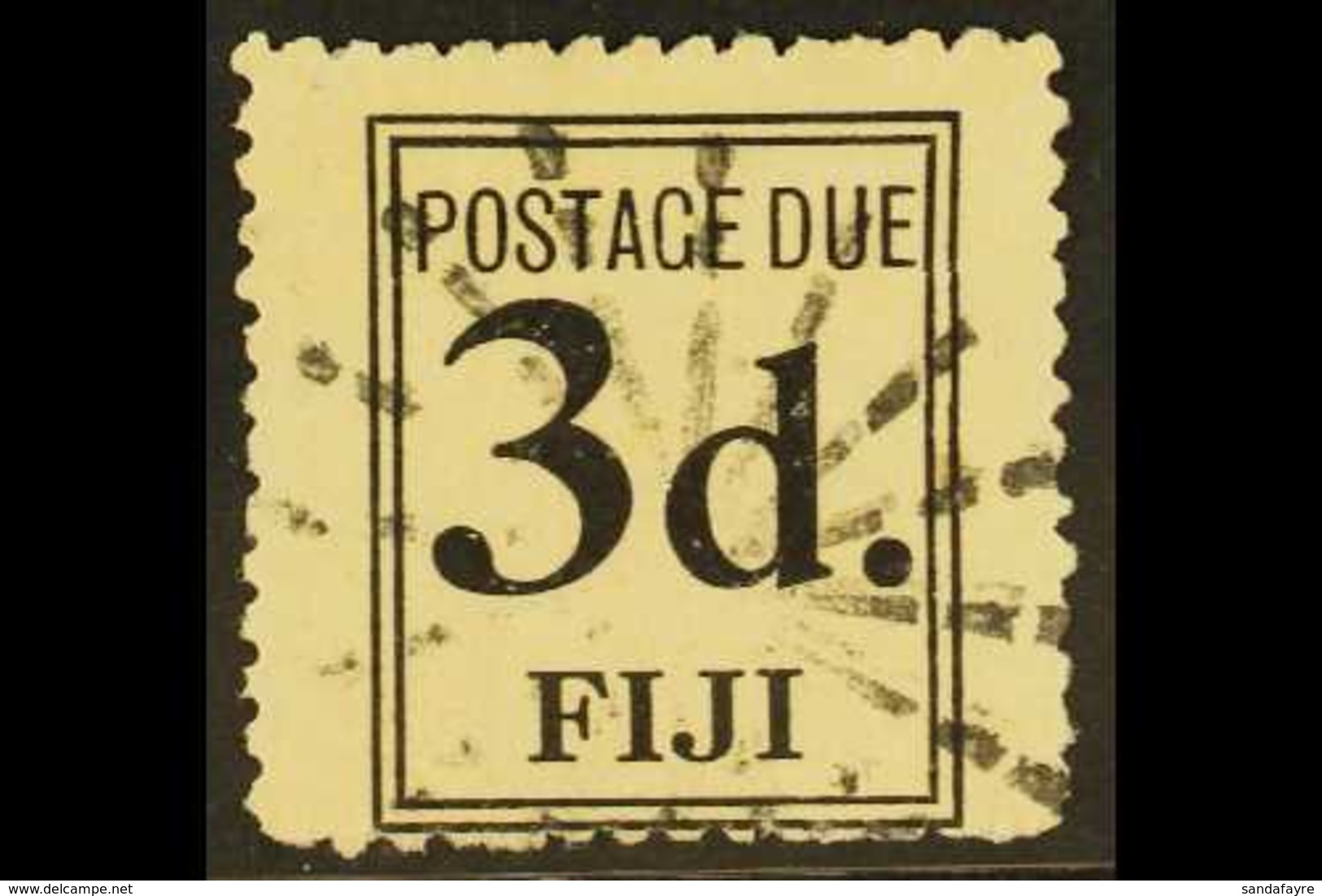 POSTAGE DUE 1917 3d Black With Wide Vertical Margins, SG D4, Fine Used With Neat Sunburst Cancellation. For More Images, - Fiji (...-1970)