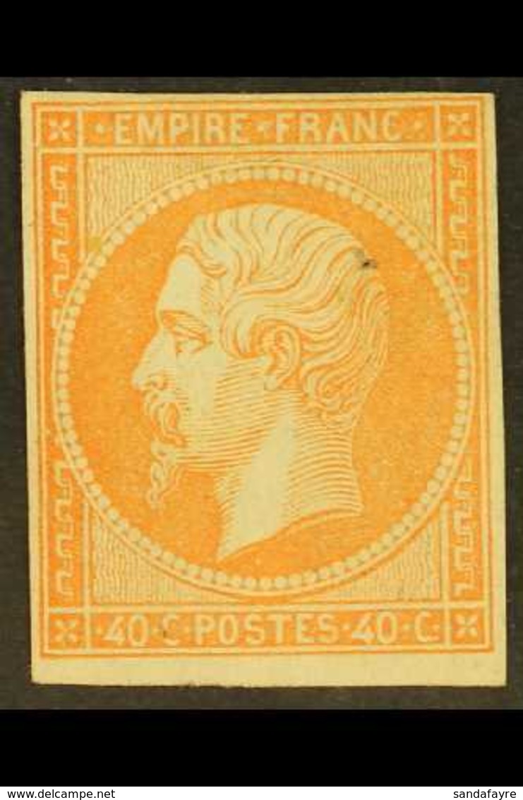 1853-61 40c Orange Napoleon (Yvert 16, SG 64), Unused No Gum, Pinhole, Four Clear To Large Margins, Cat £3,500. For More - Other & Unclassified