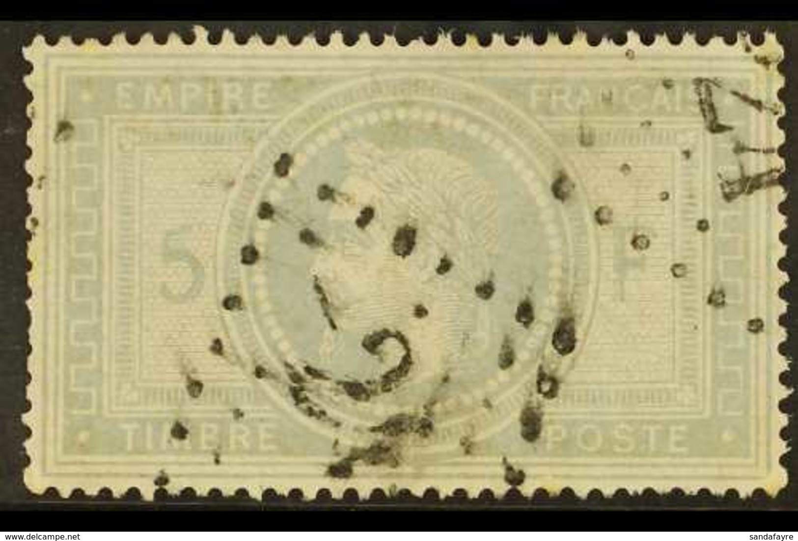 1869 5f Lilac-grey On Greyish Napoleon III (SG 131, Yvert 33), Fine Used Without Thinning, A Few Shortish Perfs, Lightly - Altri & Non Classificati