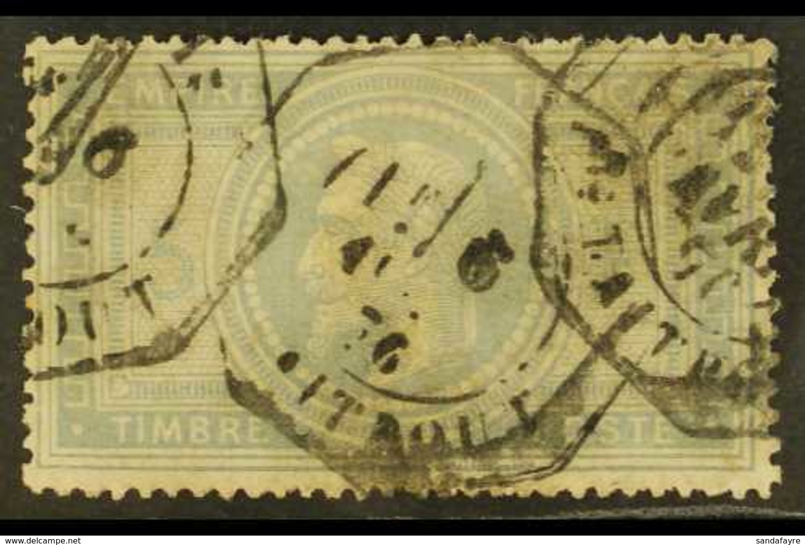 1869 5f Lilac-grey On Greyish Napoleon (Yvert 33, SG 131), Used With Octagonal Cancels, Small Pinhole, Cat £1,300. For M - Other & Unclassified