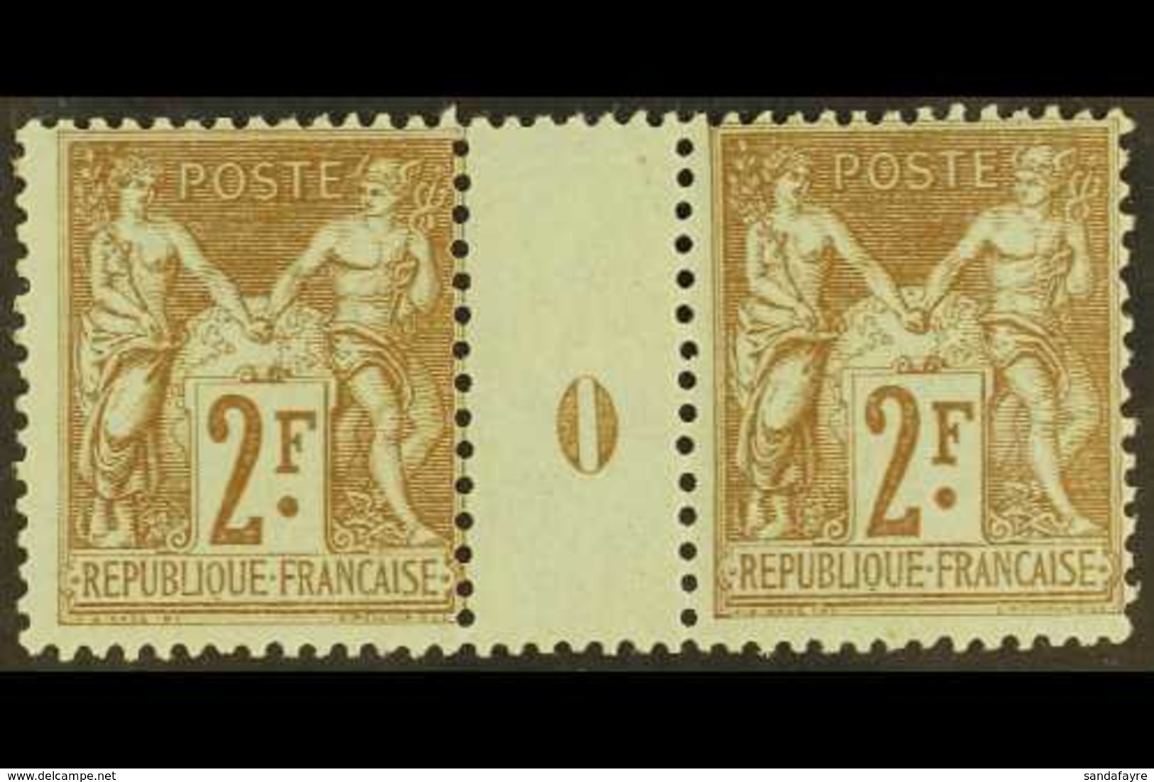 1898-1900 2f Brown On Pale Blue Sage (Yvert 105, SG 287), Fine Mint Horizontal Gutter MILLESIME NUMBER '0' PAIR (both St - Other & Unclassified