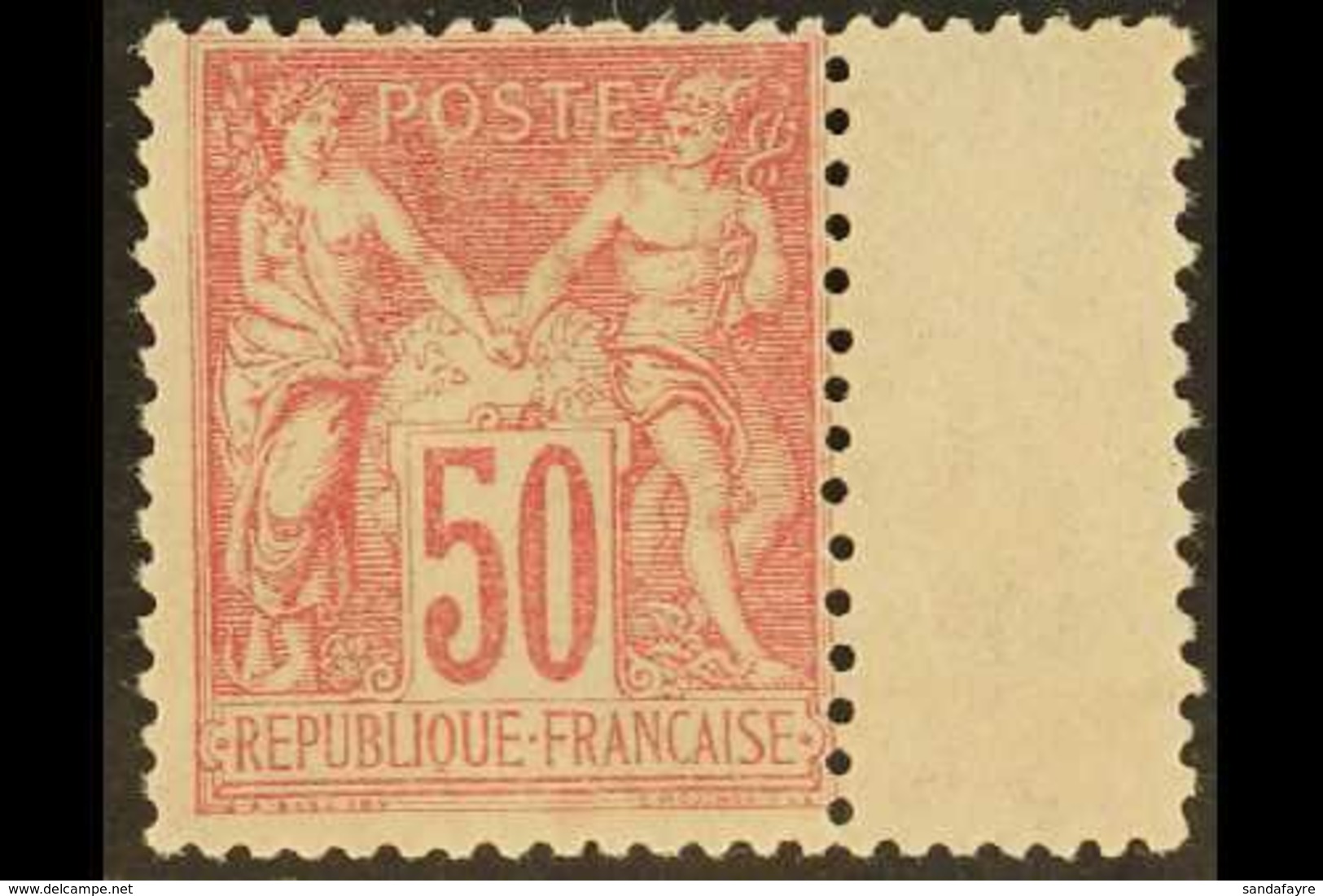 1898-1900 50c Carmine-rose Sage Type I (Yvert 104, SG 286), Fine Mint With Gutter Margin At Right, Very Fresh. For More  - Altri & Non Classificati