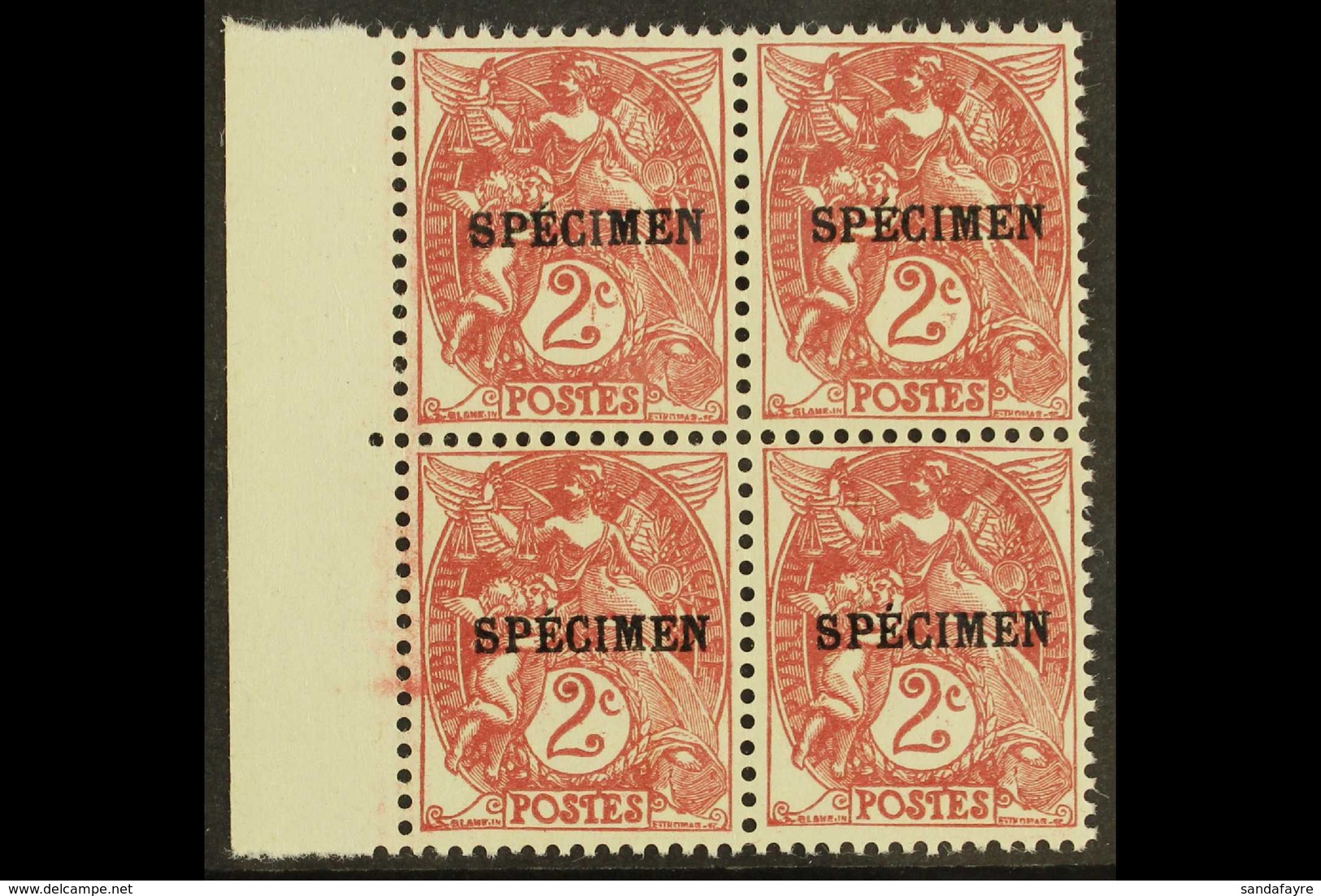 COURS D'INSTRUCTION 1925 2c Brown-lilac Blanc With "SPECIMEN" Overprint, Yvert 108-CI 3, Never Hinged Mint Marginal BLOC - Altri & Non Classificati