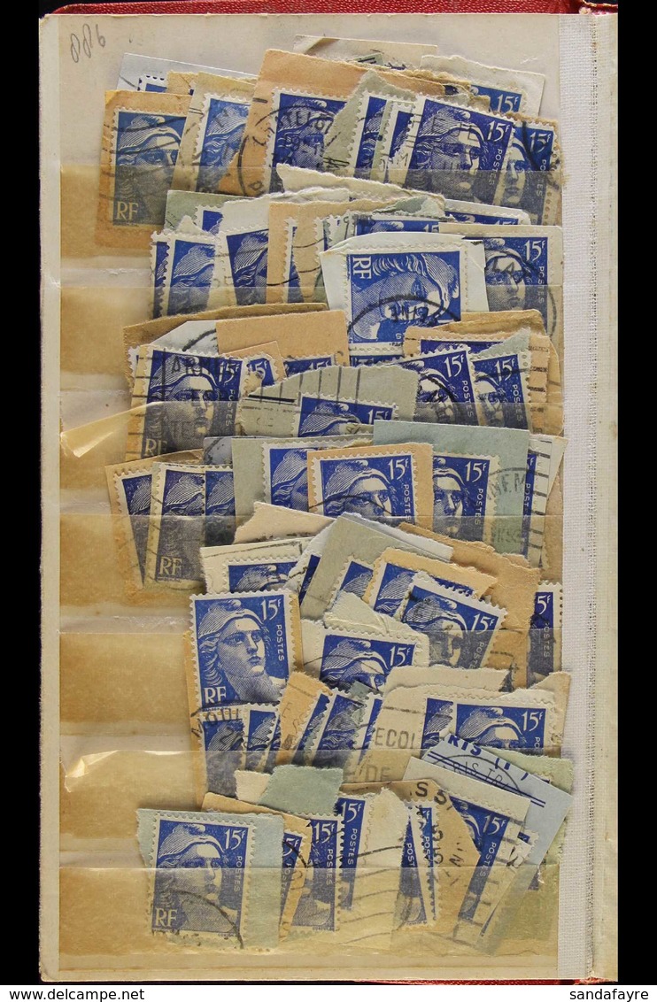 POSTMARKS ASSEMBLY 1900's To 1950's Unsorted Assembly Of Postmarks On Pieces Crammed Into A Little Stockbook, Mostly On  - Other & Unclassified