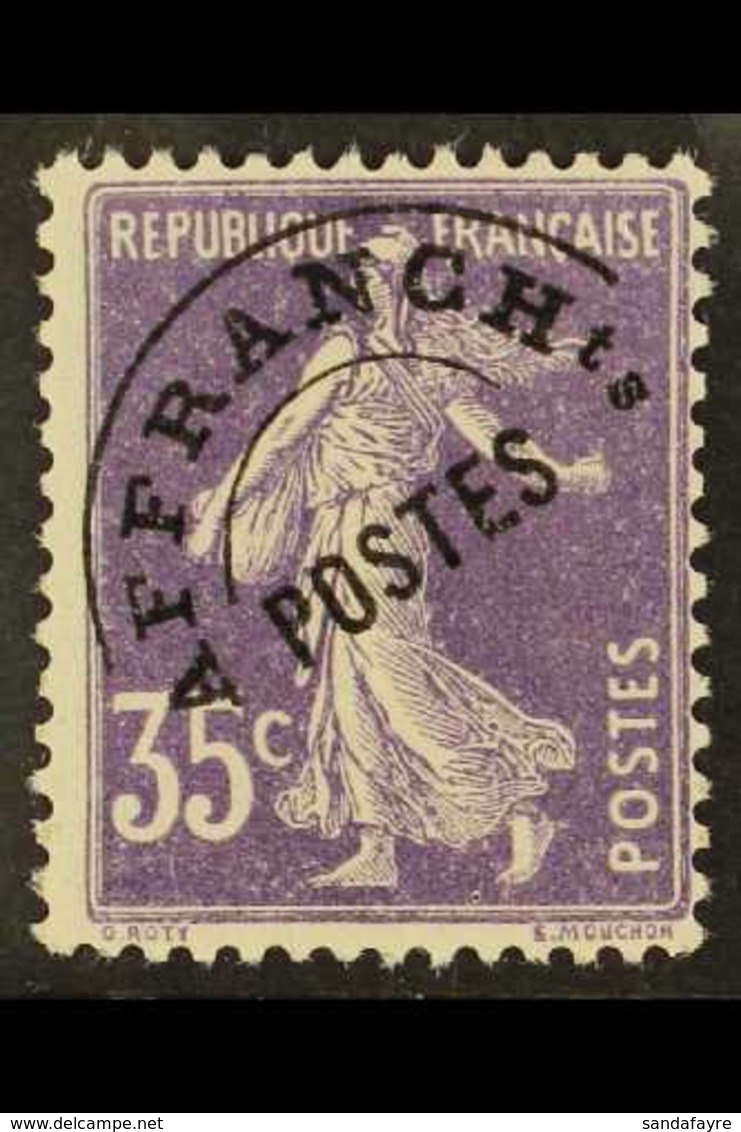 PRECANCELS (PREOBLITERES) 1922-47 35c Violet (Sower/full Background), Yvert 62, Never Hinged Mint For More Images, Pleas - Autres & Non Classés