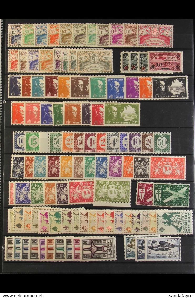 1941-1949 NEVER HINGED MINT Complete Sets On Stock Pages, Includes General Issues Postage Dues 1945-46 Set, From Chad To - Sonstige & Ohne Zuordnung