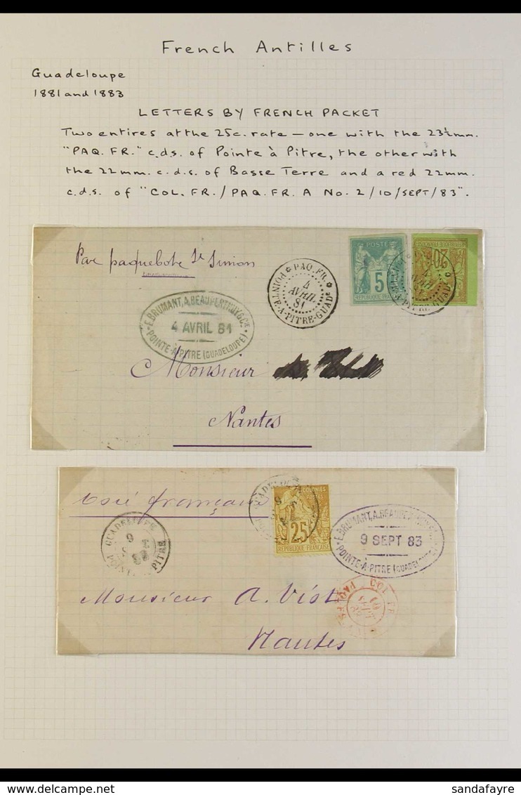 GENERAL ISSUES USED IN GUADELOUPE ON COVERS 1880-1890 Interesting Collection Of Covers, Entires & Entire Letters Address - Sonstige & Ohne Zuordnung