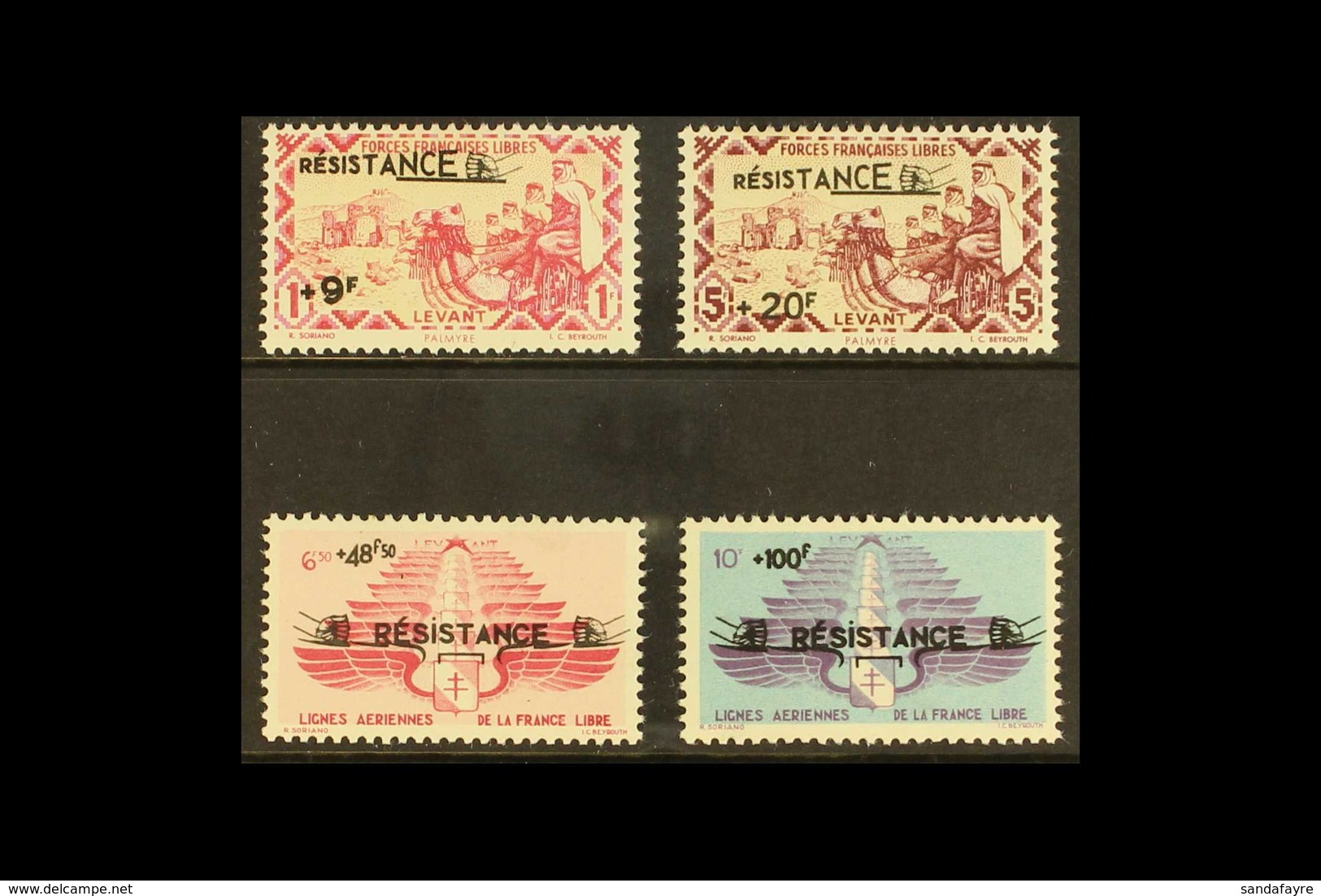 LEVANT FREE FRENCH FORCES 1943 "Resistance" Overprints Complete Set Incl Airs (SG 18/21, Yvert 51/52 & 8/9), Never Hinge - Sonstige & Ohne Zuordnung