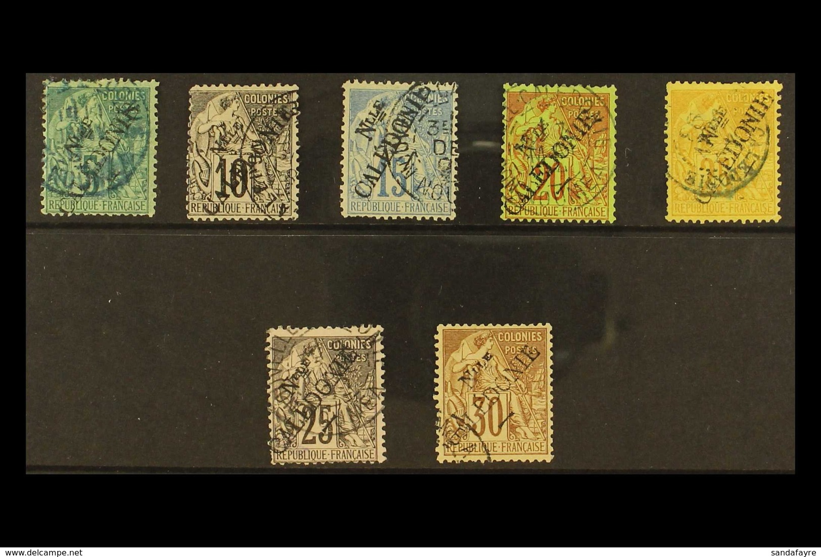 NEW CALEDONIA 1881 Overprints 5c - 30c Complete, Yv 24/30, Good To Fine Used. (7 Stamps) For More Images, Please Visit H - Sonstige & Ohne Zuordnung