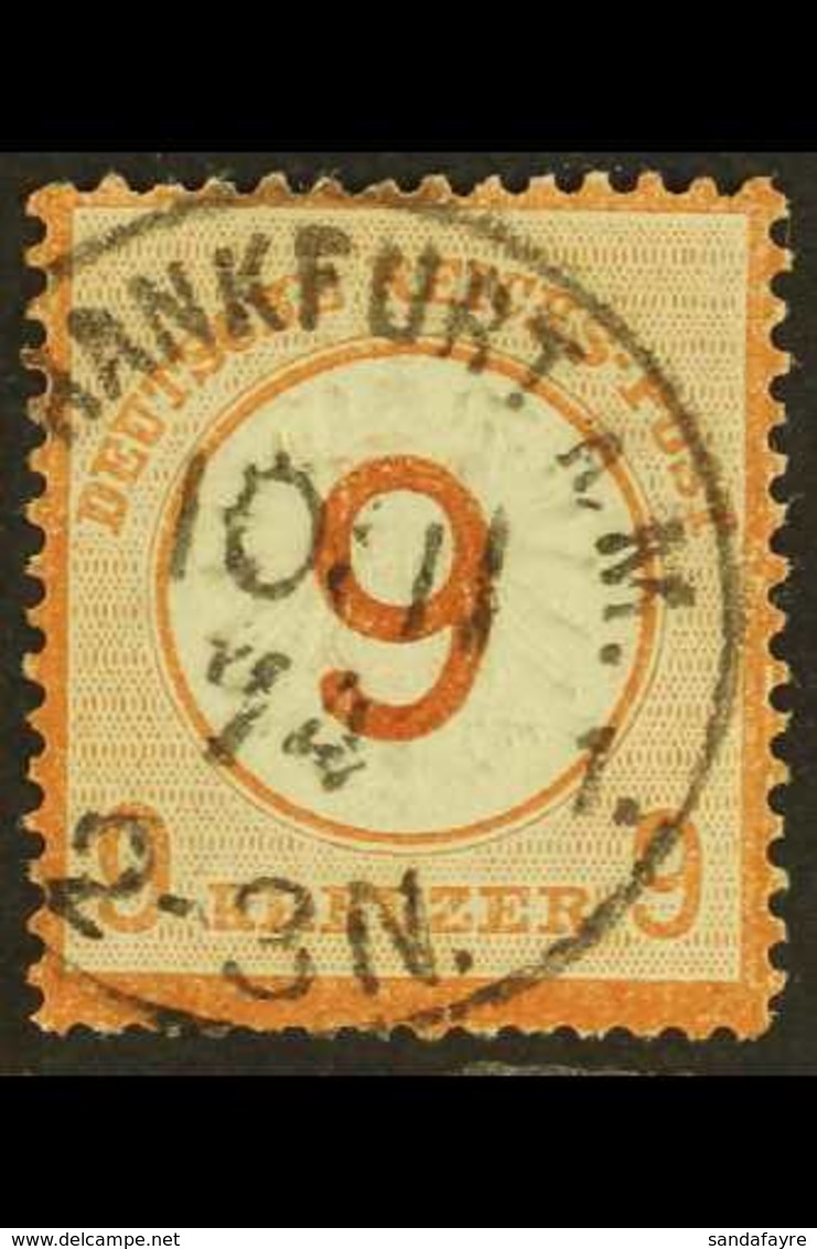 1874 "9" On 9k Chestnut (Michel 30, SG 30), Fine Cds Used With Nice Fully Dated "Frankfurt" Cds Cancel, Slightly Shortis - Other & Unclassified