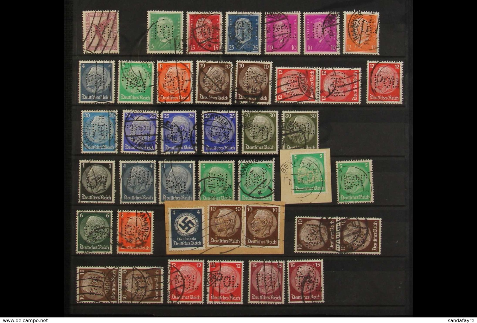 POLICE 'POL' PERFINS 1926-1933 USED COLLECTION On A Stock Page, All Different Incl Various Types & Inverted Perfins, Not - Other & Unclassified