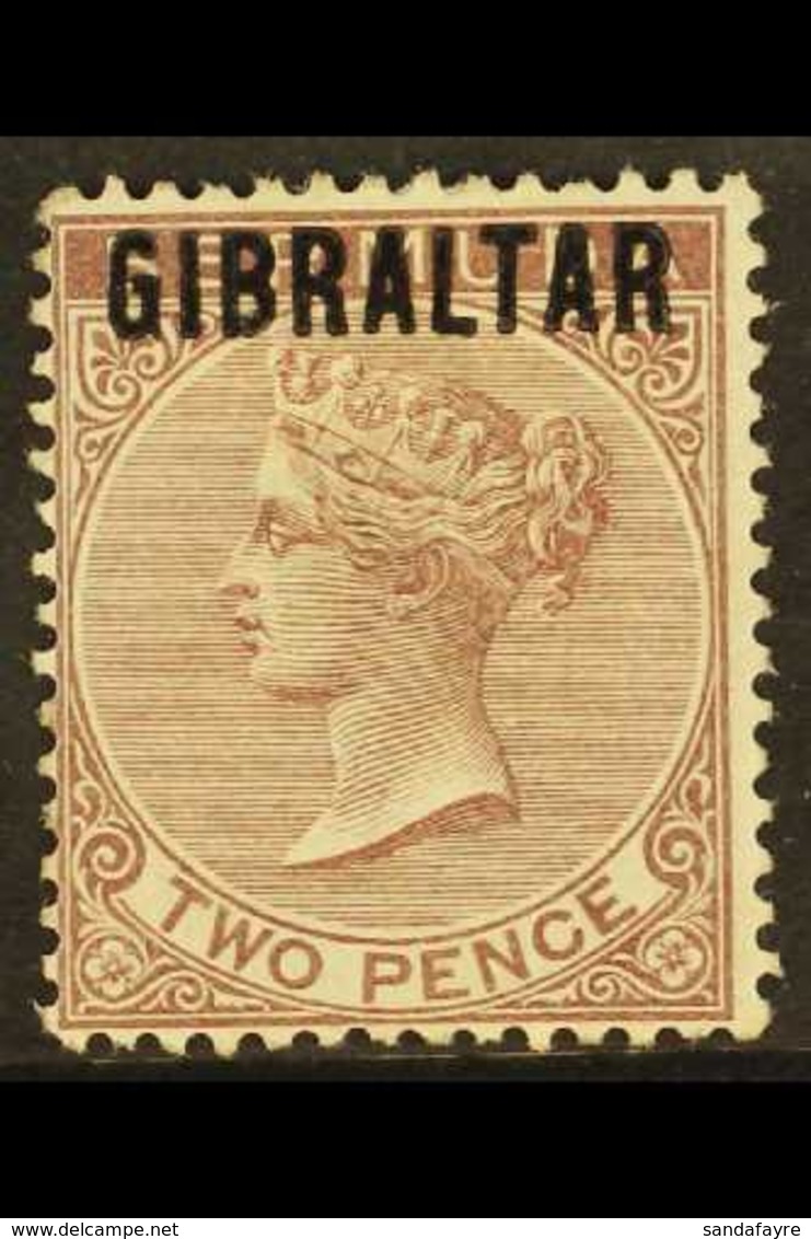 1886 2d Purple-brown Overprinted, SG 3, Mint With Large Part Gum. For More Images, Please Visit Http://www.sandafayre.co - Gibilterra