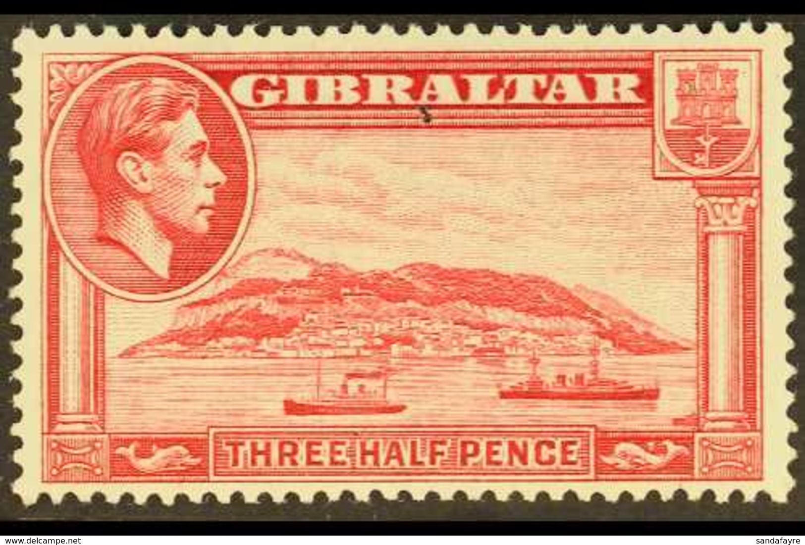 1938-51 1½d Carmine Perf 13½, SG 123a, Very Fine Lightly Hinged Mint For More Images, Please Visit Http://www.sandafayre - Gibraltar