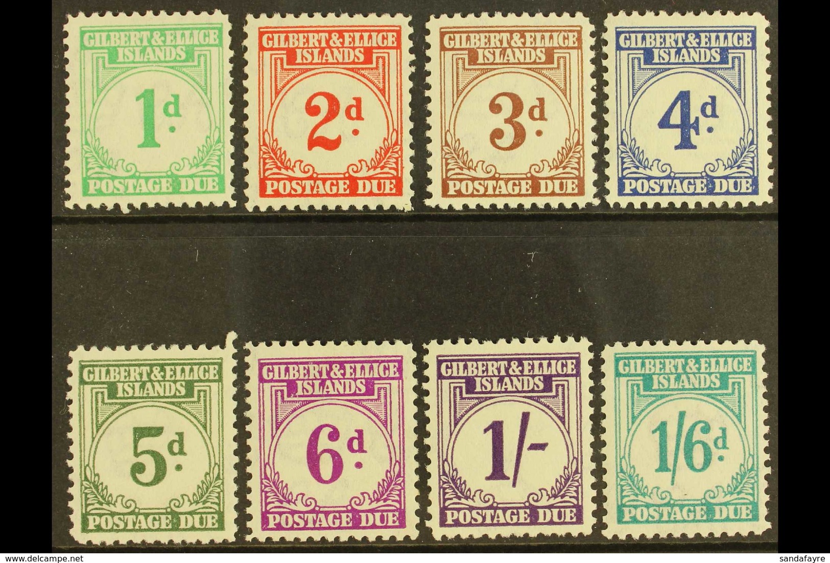 POSTAGE DUES 1940 Complete Set, SG D1/8, Very Fine Mint (8 Stamps) For More Images, Please Visit Http://www.sandafayre.c - Gilbert & Ellice Islands (...-1979)