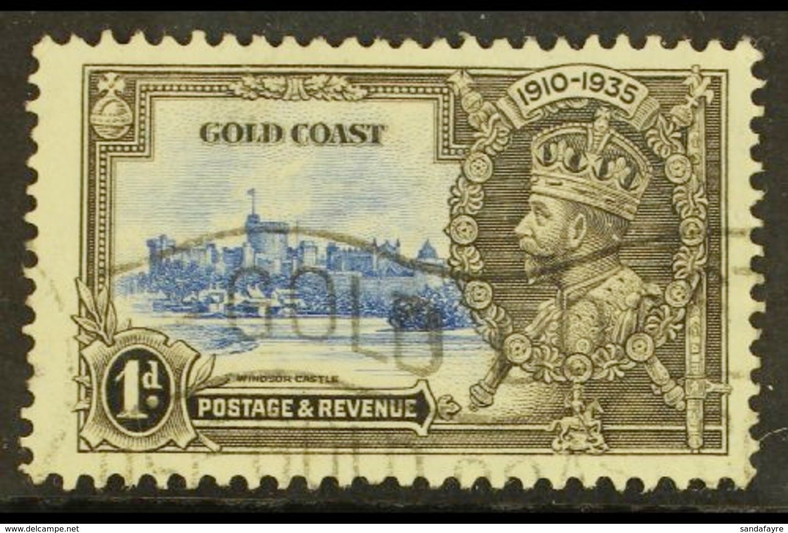 1935 1d Ultramarine & Grey Black "Extra Flagstaff" Variety, SG 113a, Fine Used For More Images, Please Visit Http://www. - Gold Coast (...-1957)