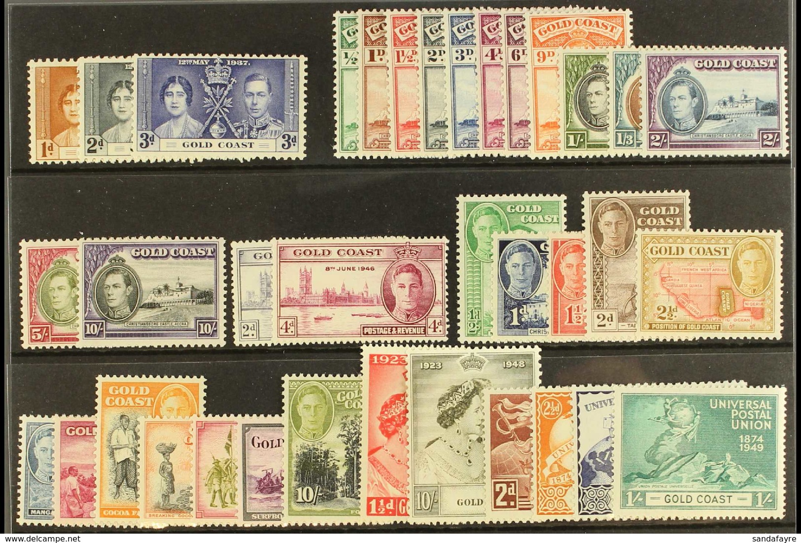 1937-1949 COMPLETE MINT. An Attractive Selection Presented On A Stock Card Offering A Complete "Basic" Collection From C - Costa D'Oro (...-1957)