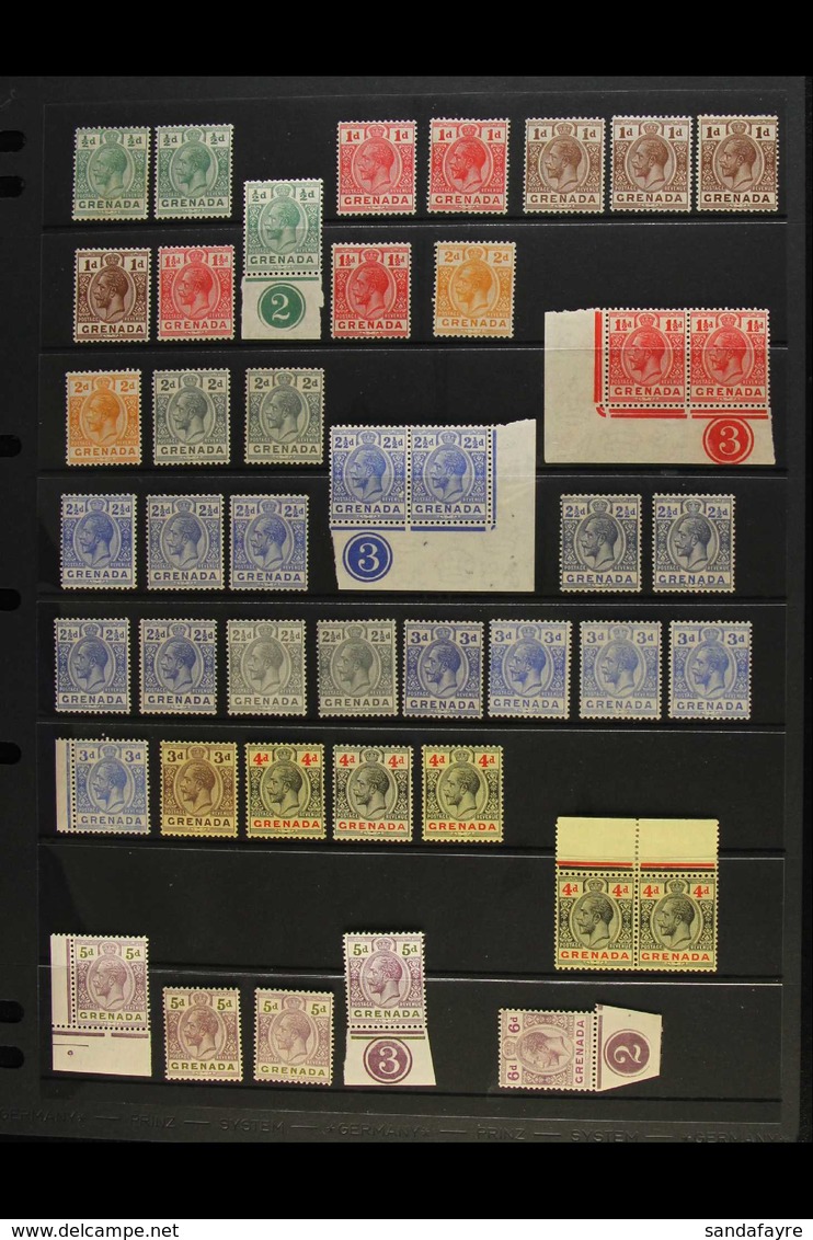 1921-36 KGV Watermark Script CA Issues, Includes All 1921-32 Definitive Values To 10s, Many Additional Shades Incl. Unli - Grenada (...-1974)