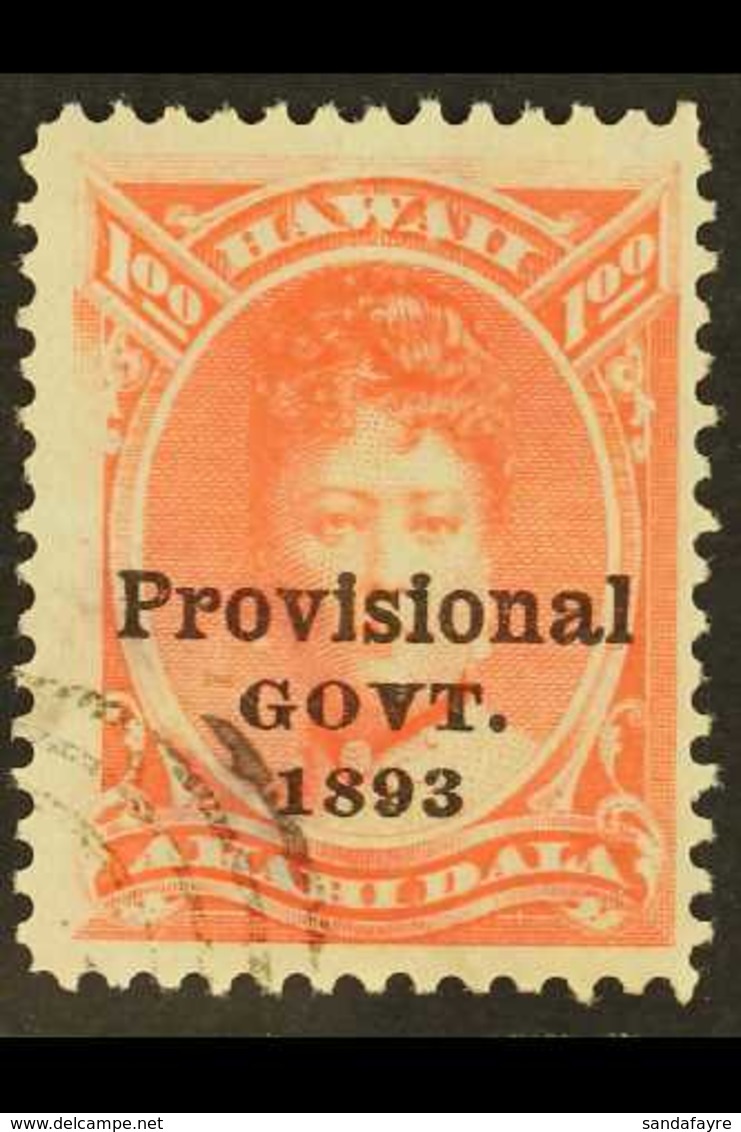 1893 $1 Rose-red "Provisional GOVT." Ovpt In Black, Scott 73, Very Fine Used. For More Images, Please Visit Http://www.s - Hawaii