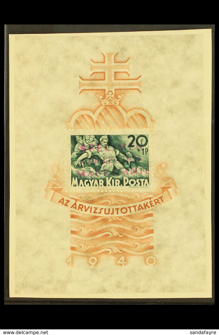 1940 Flood Mini-sheet (Michel Block 7) Affixed To Archive Paper And With Three-line "SPECIMEN / COLLECTION / MAURITANIE" - Altri & Non Classificati