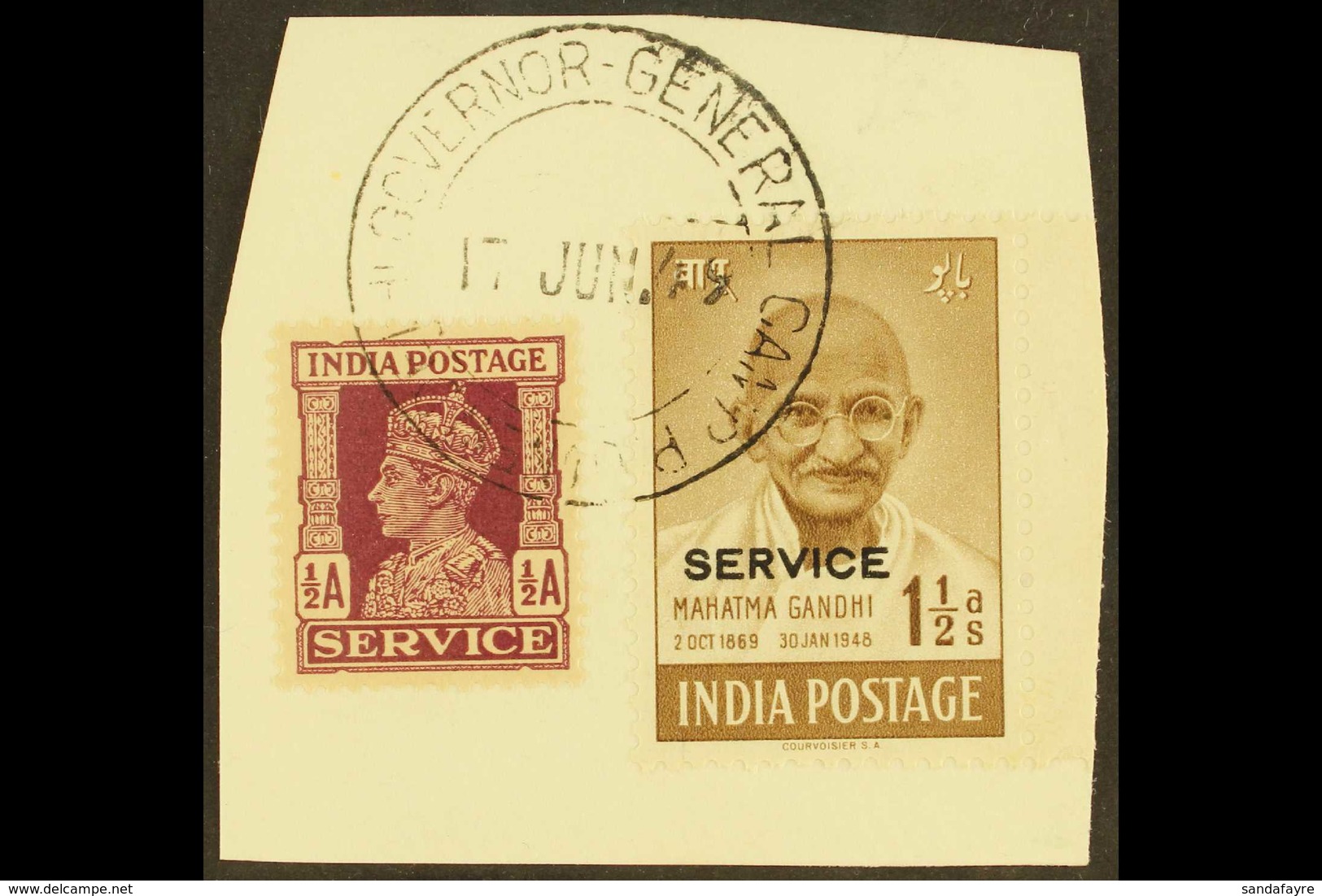 OFFICIAL 1948 1½a Brown, Gandhi With "SERVICE" Ovpt, SG O150a, Very Fine Used. For More Images, Please Visit Http://www. - Sonstige & Ohne Zuordnung