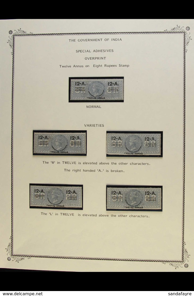 REVENUES SPECIAL ADHESIVES 1903 PROVISIONAL SURCHARGES - FINE USED SPECIALIZED STUDY COLLECTION With Various Varieties O - Other & Unclassified