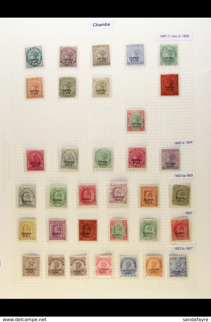 CHAMBA 1887-1942 FINE MINT COLLECTION In Hingeless Mounts On Leaves, All Different, Inc 1887-95 Most Vals To 1r Inc 2a6p - Altri & Non Classificati