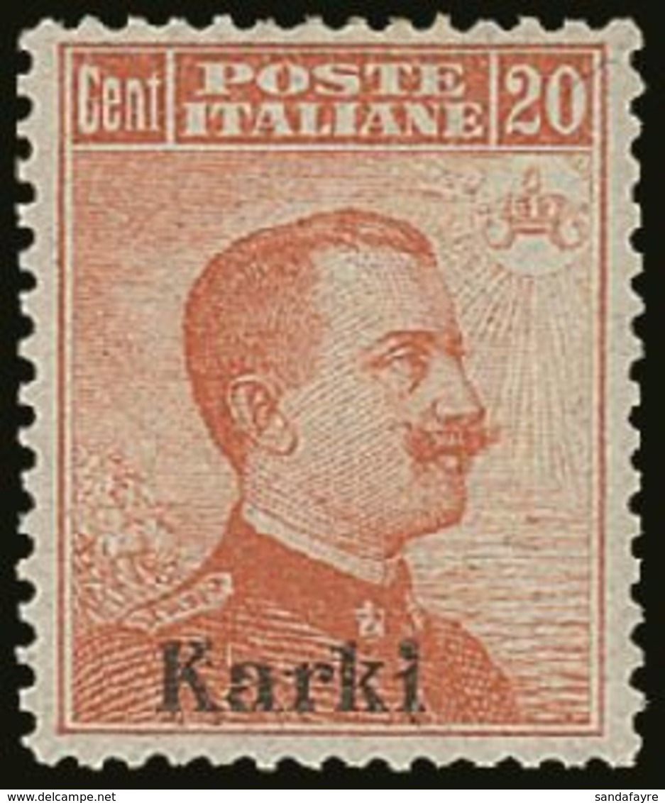 AEGEAN ISLANDS - KARKI 1917 20c Orange Without Wmk, Sass 9, Superb NHM. Lovely Well Centered Stamp. For More Images, Ple - Other & Unclassified