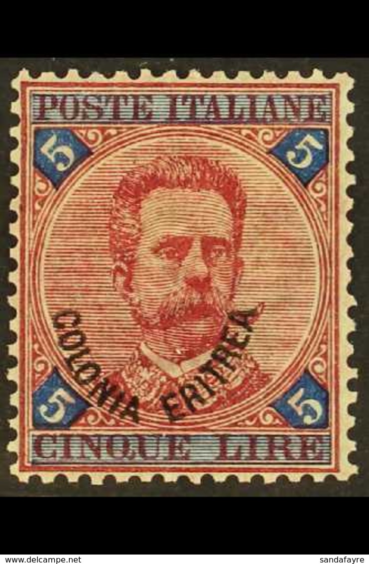 ERITREA 1893 5L Carmine & Blue Overprint (SG 11, Sassone 11), Very Fine Mint, Good Centring, Fresh & Attractive. For Mor - Sonstige & Ohne Zuordnung