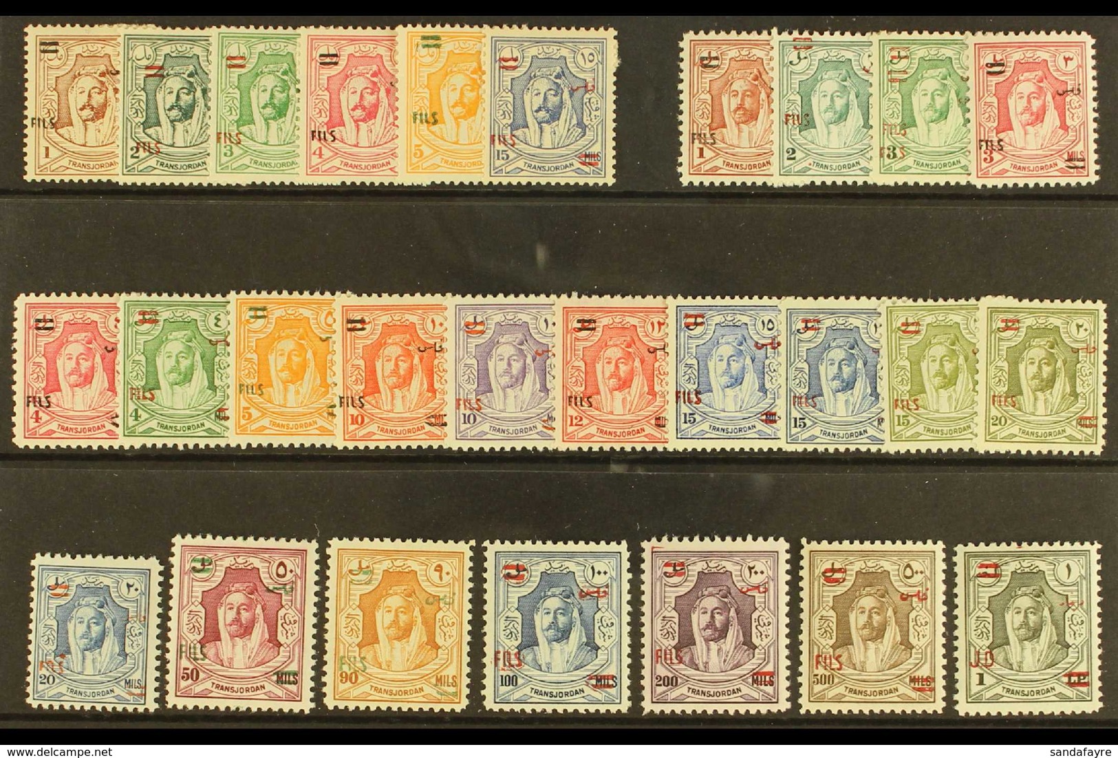 1952 New Currency Surcharge Set Complete, SG 307/333, Very Fine Mint, Chiefly NH. (27 Stamps) For More Images, Please Vi - Giordania