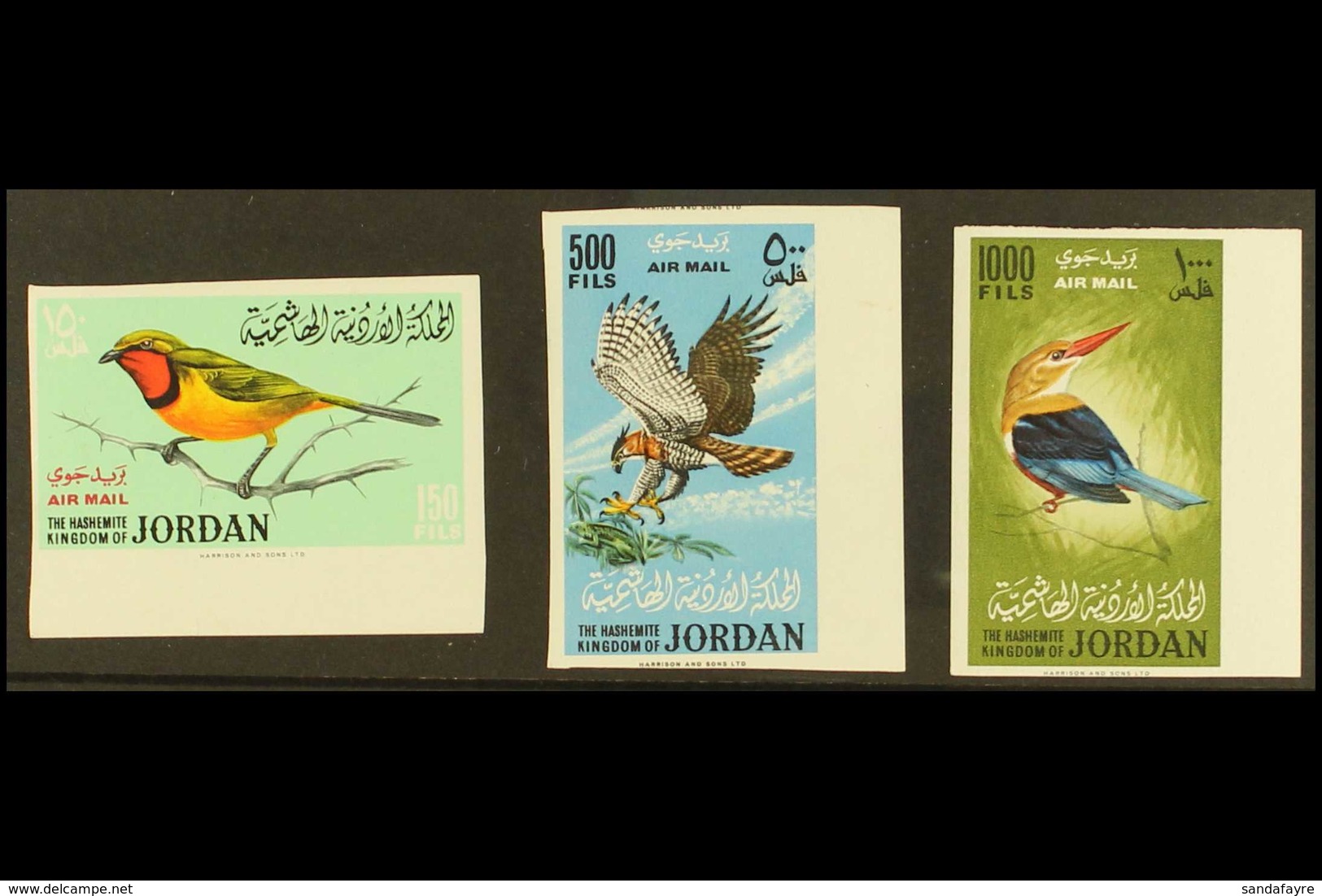 1964 Birds Air Set, IMPERF, SG 627/9, Very Fine Marginal Mint, Never Hinge. (3 Stamps) For More Images, Please Visit Htt - Jordan