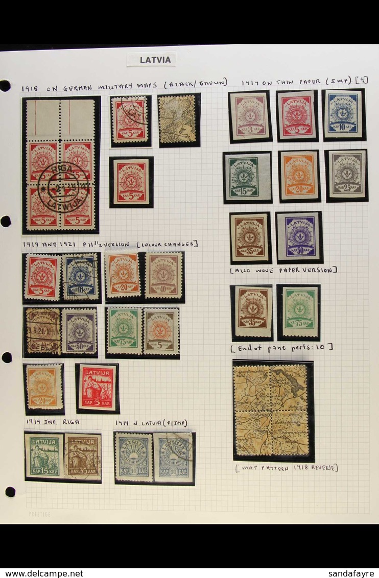 1918-1941 ATTRACTIVE COLLECTION In Hingeless Mounts On Leaves, Mint & Used All Different Stamps, Inc Various 1918-1921 I - Lettland