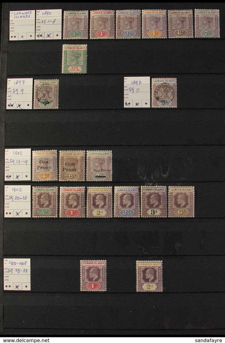 1890-1953 FINE MINT COLLECTION Presented On Stock Pages, Includes 1890 To 1s, 1902 Surcharges Set,  1902 KEVII To 6d, 19 - Leeward  Islands