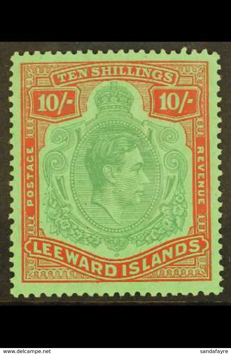 1938 10s Bluish Green & Deep Red Green, SG 113, Fine Mint For More Images, Please Visit Http://www.sandafayre.com/itemde - Leeward  Islands
