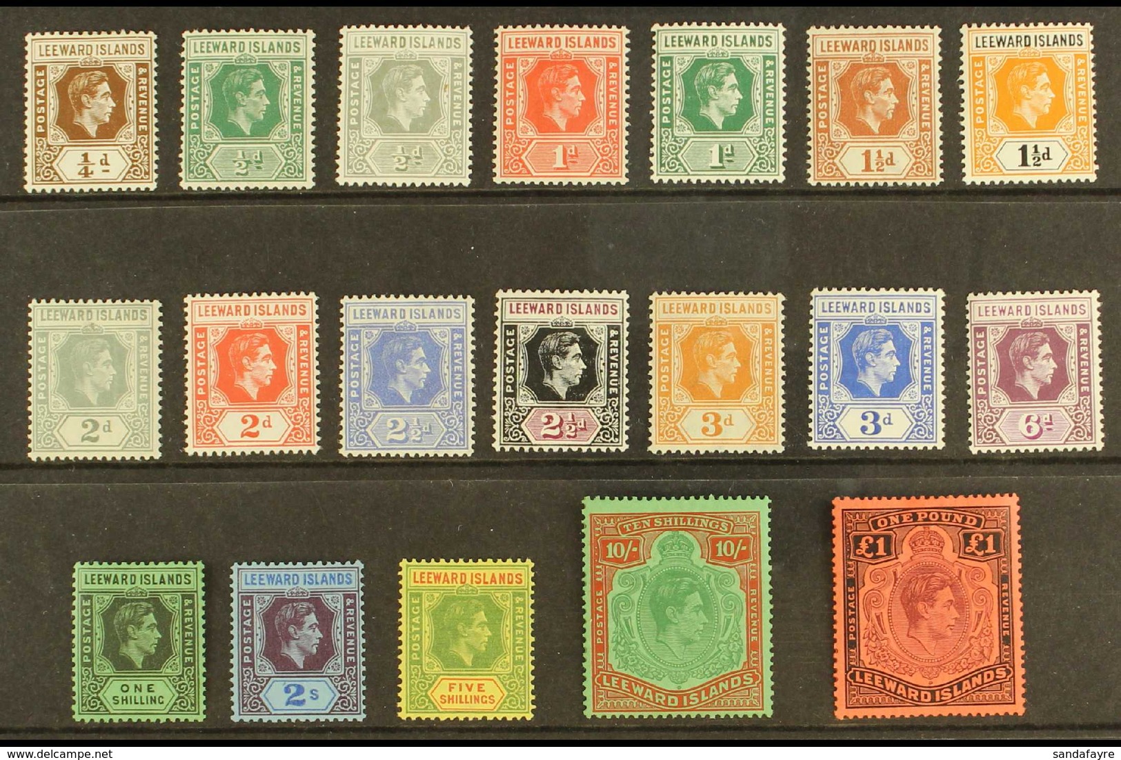1938-51 Complete Definitive Set, SG 95/114b, Never Hinged Mint. (19 Stamps) For More Images, Please Visit Http://www.san - Leeward  Islands
