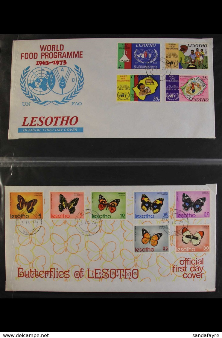 1945-82 FIRST DAY COVERS COLLECTION In An Album , Appears To Be Mostly Complete For Commemoratives And Miniature Sheets  - Lesotho (1966-...)