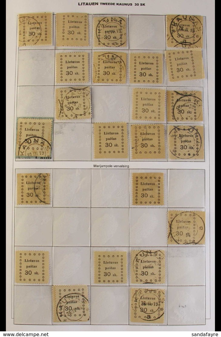 1919 KAUNAS PROVISIONAL ISSUES, SPECIALISED. A Collection Of The 1st, 2nd & 3rd Kaunas Printings Arranged By Value As Pa - Lituania