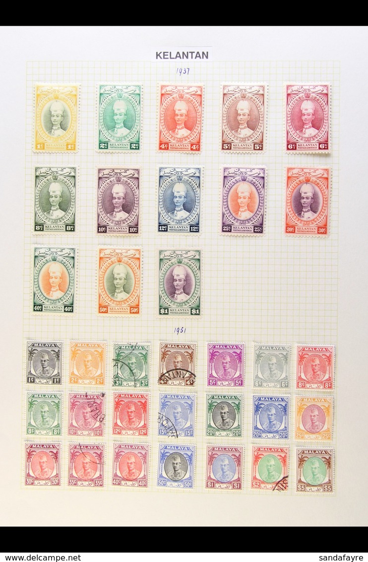 KELANTAN 1937-1955 Fine All Different Collection On Leaves. With 1937-40 "Chef's Hat" Set To $1 Mint; 1948 Wedding & 194 - Other & Unclassified