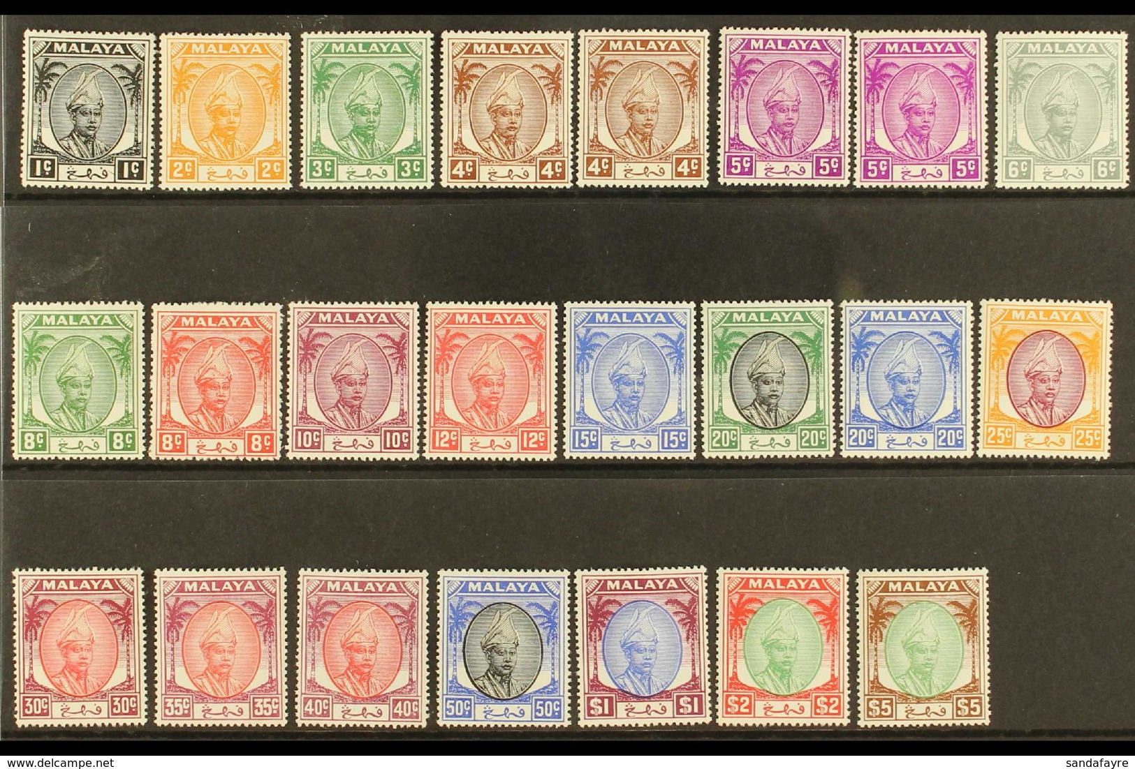 PAHANG 1950-56 Complete Sultan Set, SG 53/73, Plus 4c And 5c Listed Shades, Superb Never Hinged Mint. (23 Stamps) For Mo - Other & Unclassified