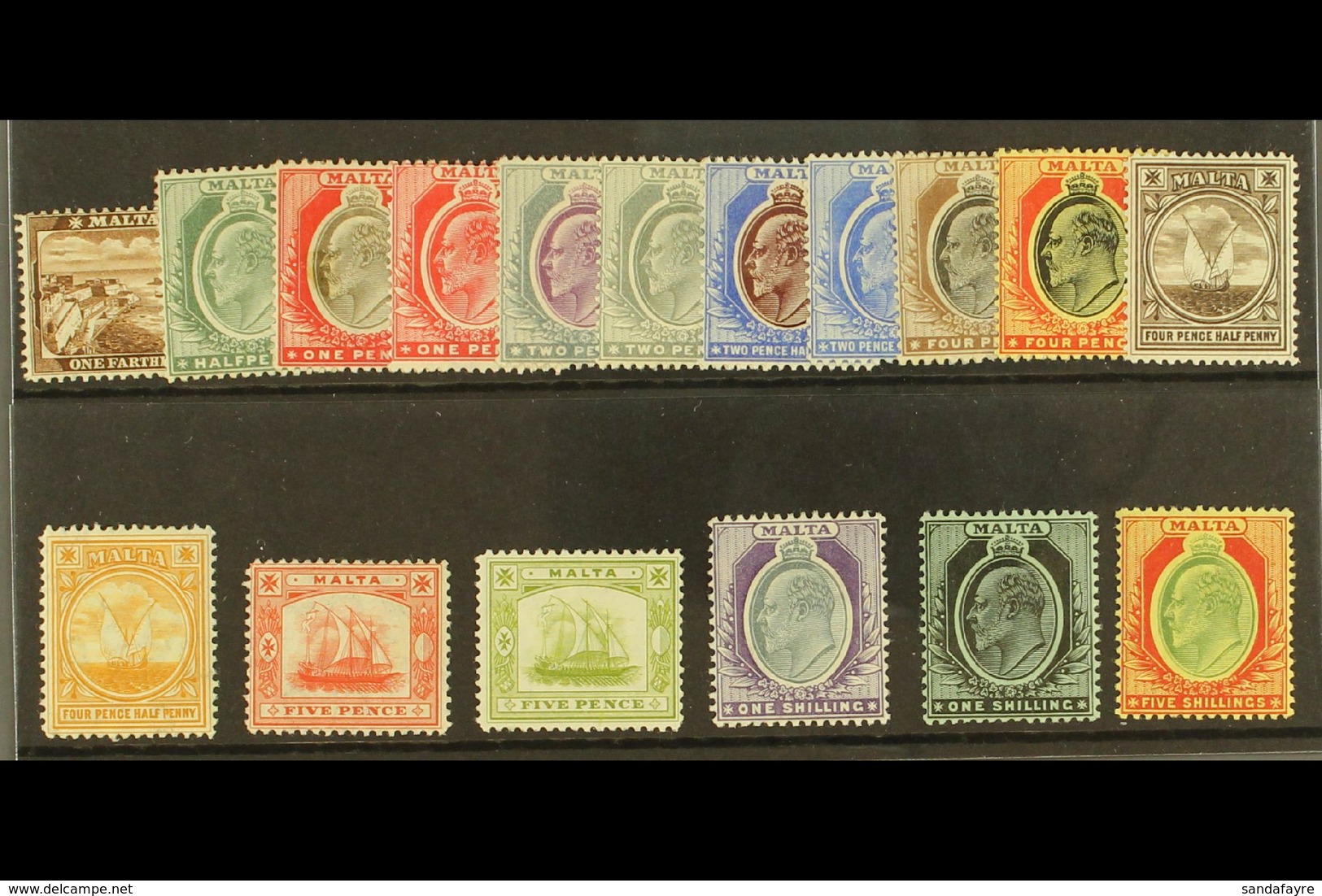 1904-14 (wmk Mult Crown CA) Complete Set, SG 45/63, Very Fine Mint. (17 Stamps) For More Images, Please Visit Http://www - Malta (...-1964)