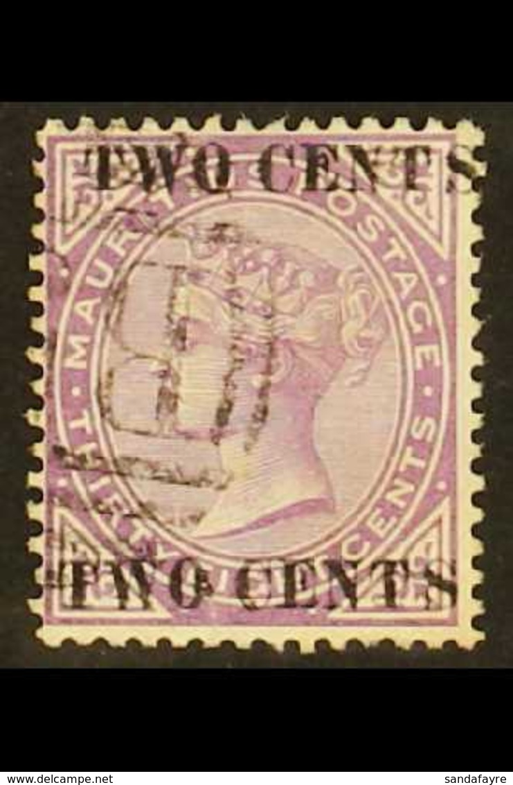 1891 2c On 38c Bright Purple, Var "surcharge Double", SG 121b, Used. Fine Appearance But Hidden Vert. Crease. RPS Cert.  - Mauritius (...-1967)