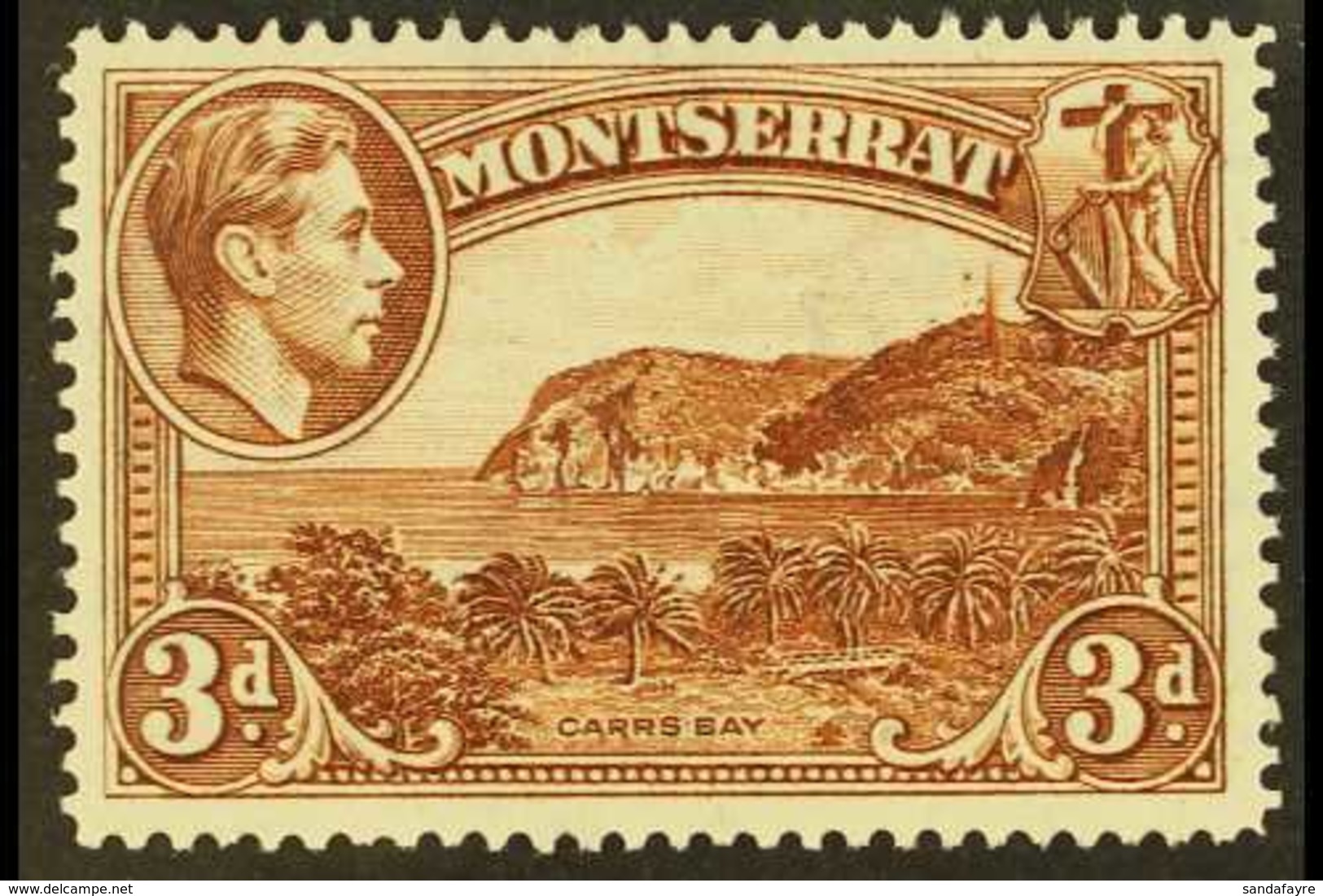 1938-48 3d Deep Brown "Tower On Hill" Variety, SG 106ac, Never Hinged Mint For More Images, Please Visit Http://www.sand - Montserrat