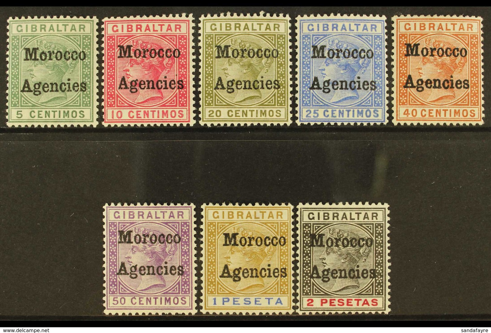 GIBRALTAR ISSUES OVERPRINTED: 1898-1900 Complete Set, SG 1/8, Very Fine Mint. (8) For More Images, Please Visit Http://w - Altri & Non Classificati