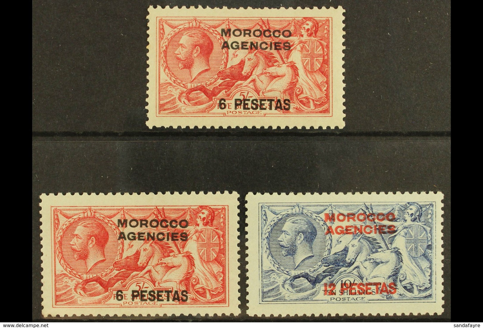 SPANISH 1914-26 Waterlow "Seahorse" Set, SG 136/8, Fine Mint (3 Stamps) For More Images, Please Visit Http://www.sandafa - Other & Unclassified