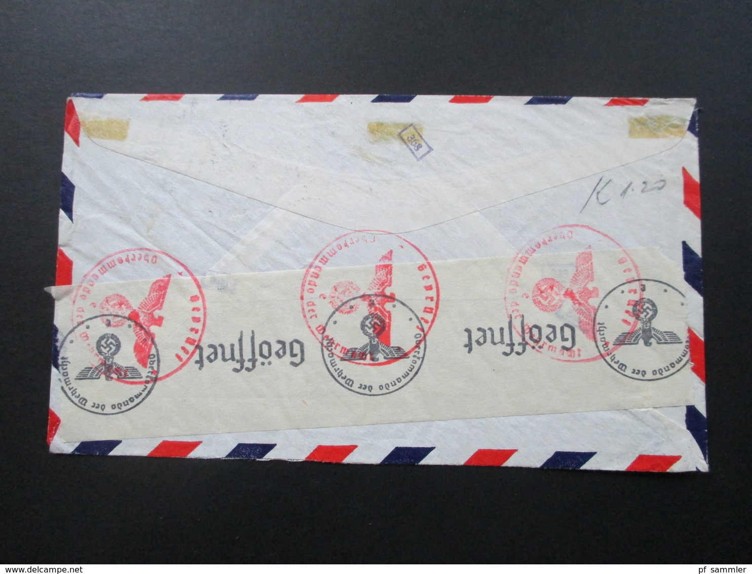 USA 1941 Luftpost / Air Mail Nach Aussig Adolf Hitler Strasse Sudetengau. Zensurbeleg OKW Zensur - Storia Postale