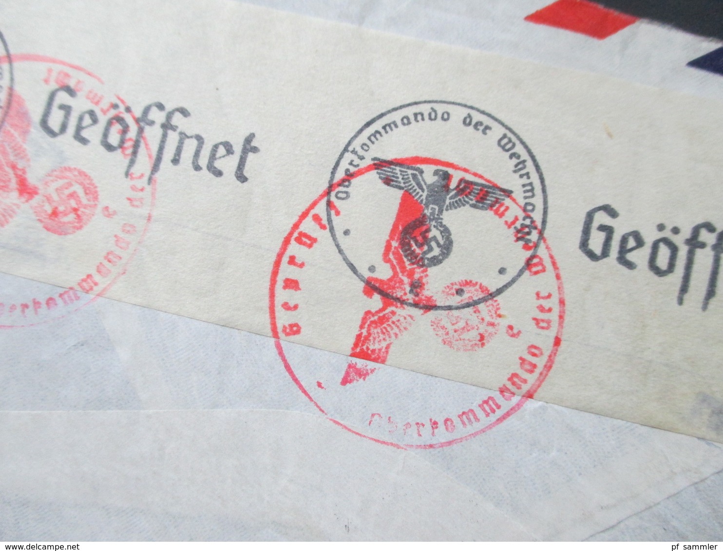 USA 1941 Luftpost / Air Mail Nach Aussig Adolf Hitler Strasse Sudetengau. Zensurbeleg OKW Zensur - Storia Postale