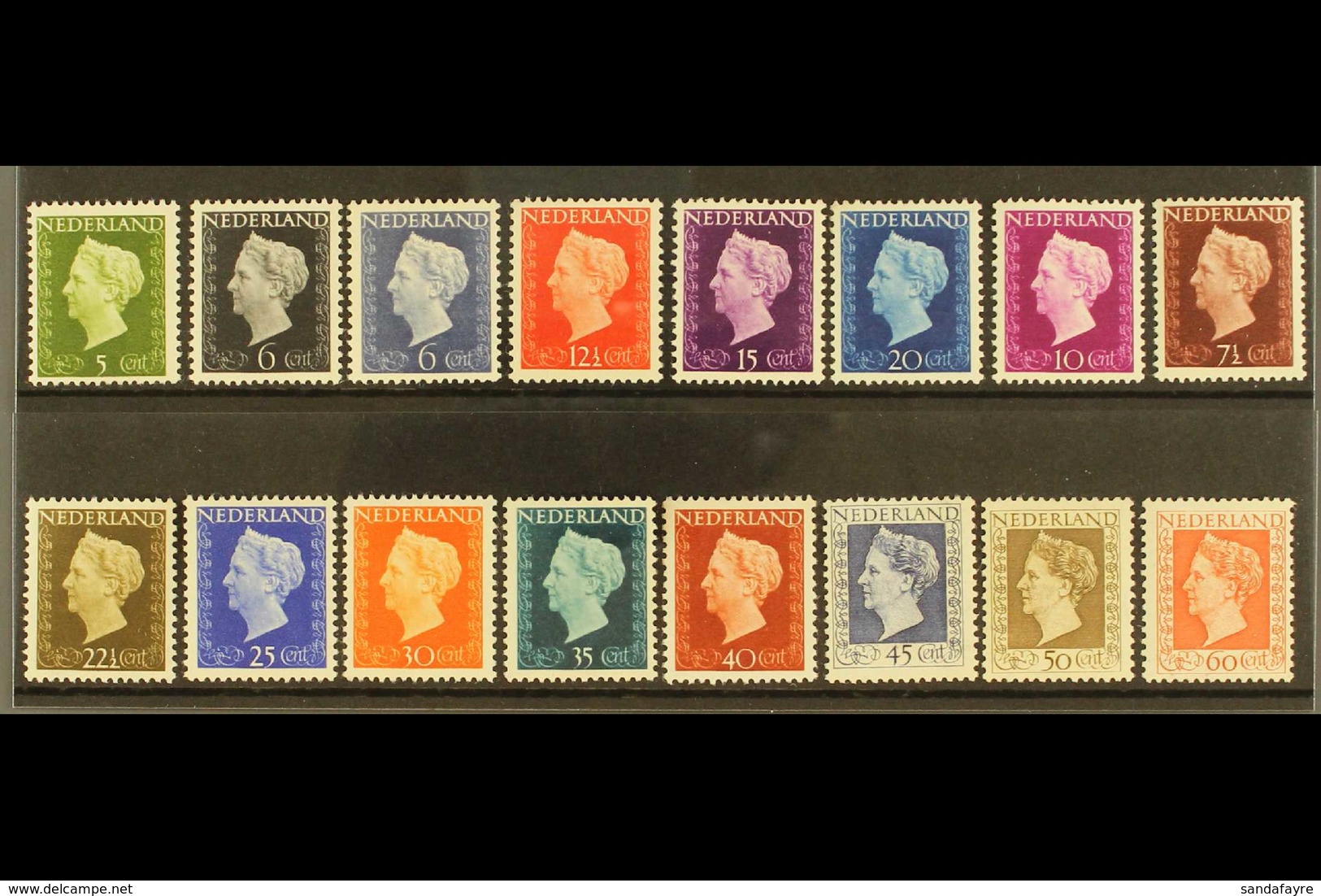 1947-48 Queen Complete Set (SG 640/55, NVPH 474/89, Michel 477/89 & 500/02), Never Hinged Mint, Fresh. (16 Stamps) For M - Other & Unclassified