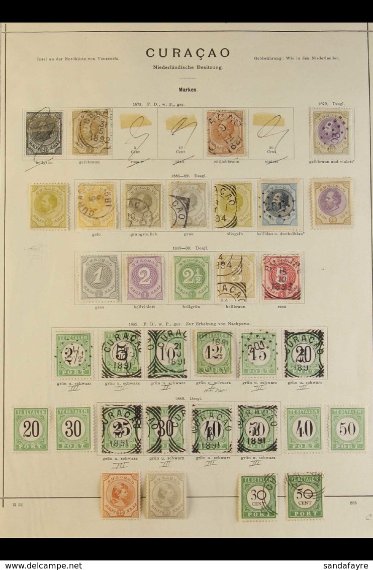 CURACAO 1873-1892 MINT & USED COLLECTION On A Page, Includes 1873-89 King 3c, 12½c, 15c, 25c, 30c, 60c, 1.50g & 2.50g Us - Sonstige & Ohne Zuordnung