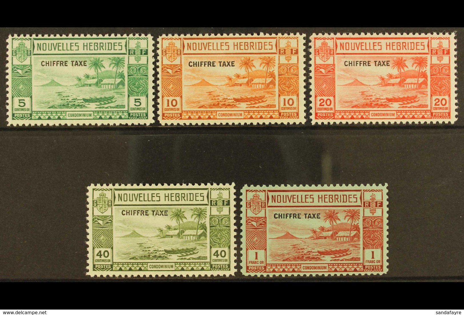 FRENCH INSCRIPTIONS POSTAGE DUES 1938 Small Overprint Set, SG FD 65/69, Very Fine Mint. (5 Stamps) For More Images, Plea - Sonstige & Ohne Zuordnung