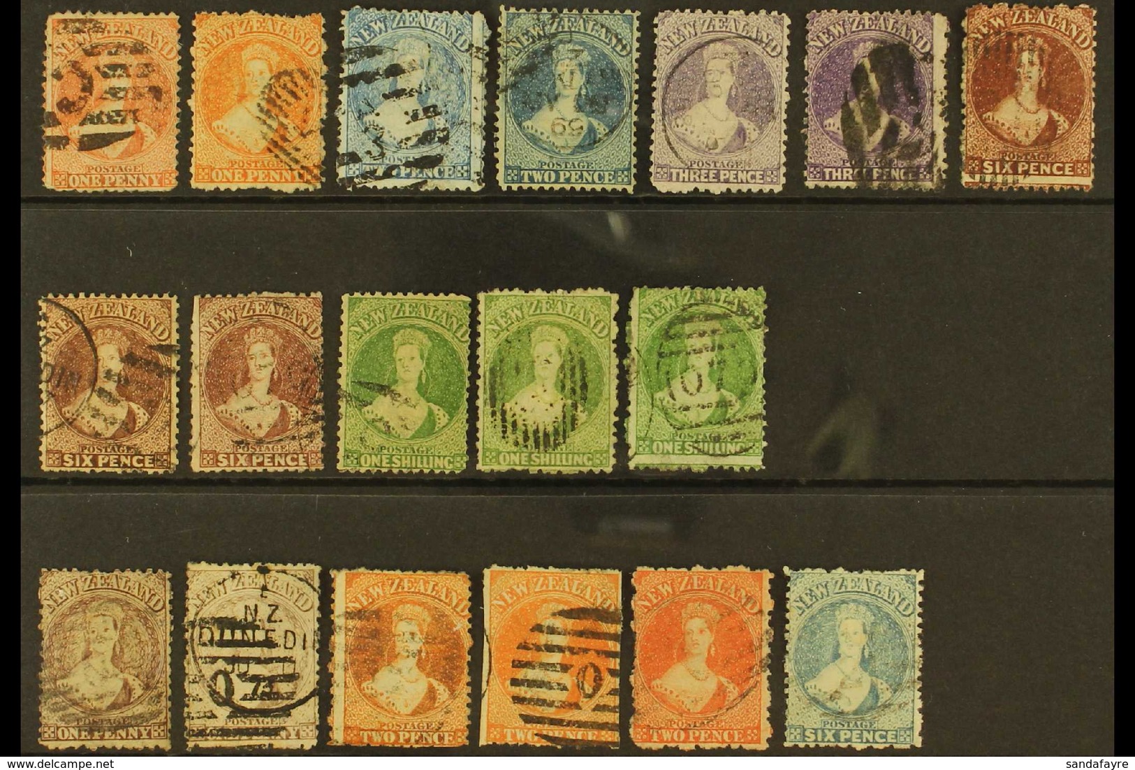 1864-1871 CHALONS GROUP. A Used, Lightly Cancelled Selection Of Perforated Chalon Classics Includes The 1864-71 1d (x2), - Other & Unclassified