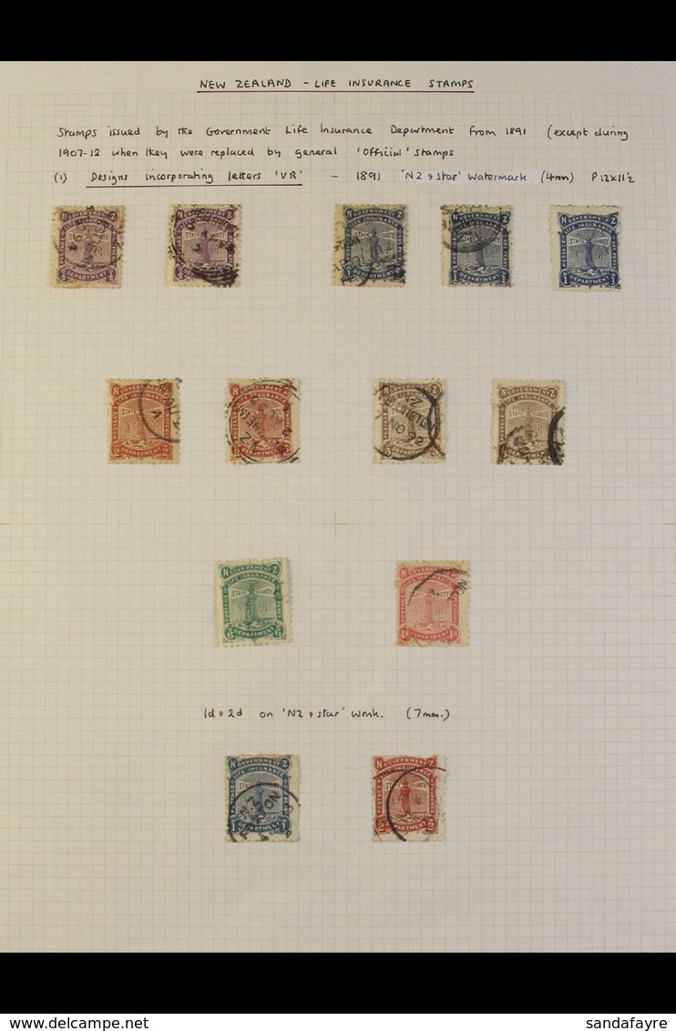 LIFE INSURANCE STAMPS 1891-1965  Attractive Fine Used Collection On Album Pages With A Lovely Range Of The Various Perfo - Altri & Non Classificati